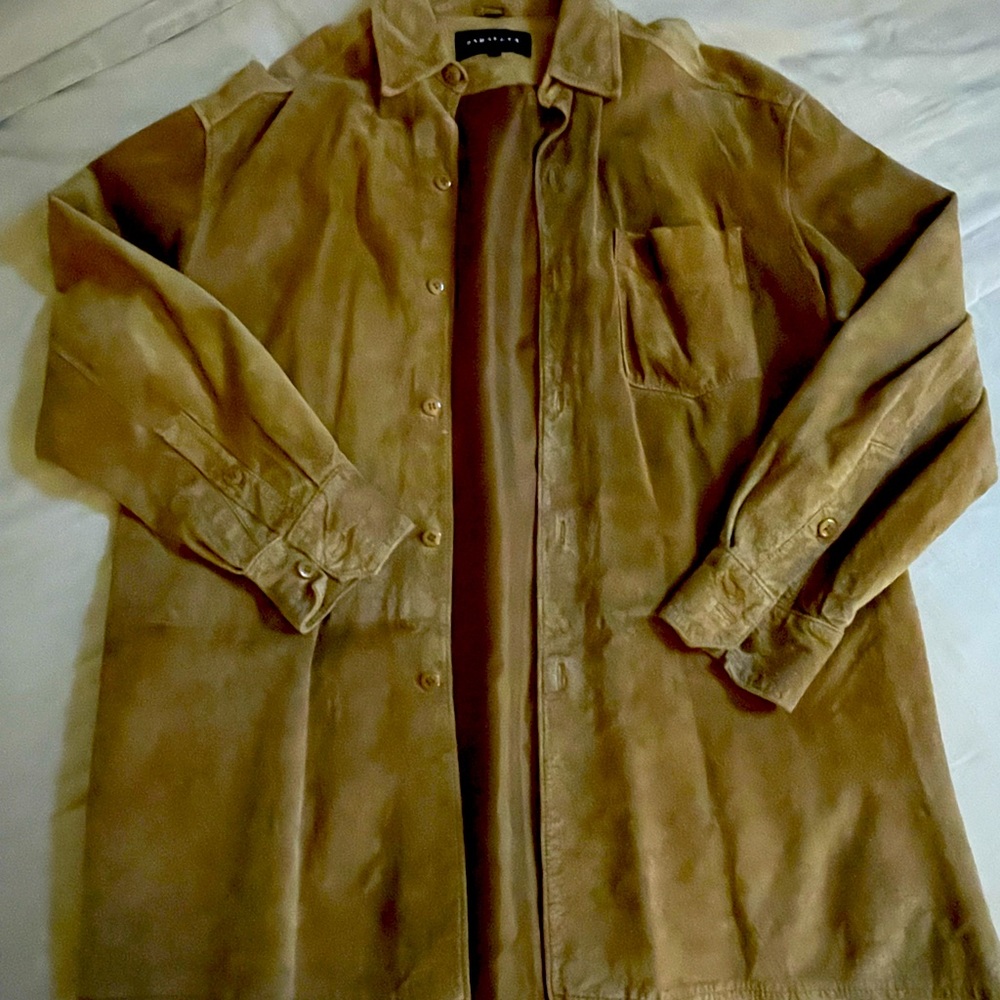 Italian style russet colored real suede shirt jacket like new.